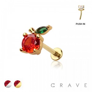 ORANGE (FRUIT) CZ TOP THREADLESS (PUSH IN) 316L SURGICAL STEEL LABRET SET